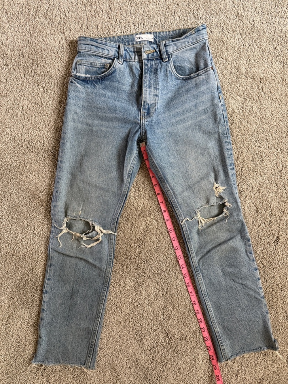 ZARA Light Blue Distressed Knee Jeans